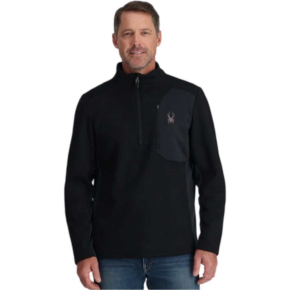 SPYDER Bandit Half Zip Fleece Sweater Jacket Black Pullover Outdoor Activewear - Picture 1 of 13